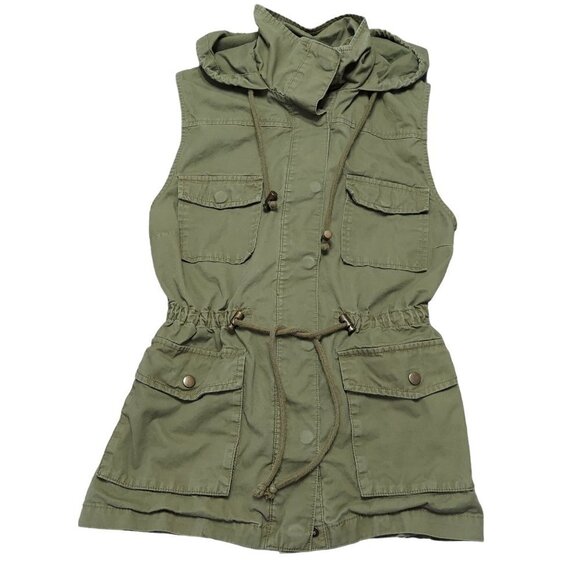 Love Tree Women's Army Green Hooded Utility Vest - Picture 3 of 7